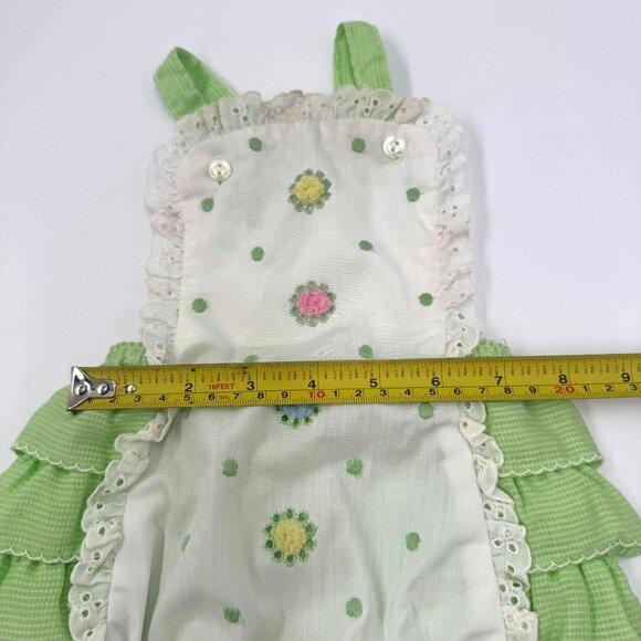 Vtg Infant Green & White Ruffled Floral Baby Romper 9 Months Polyester/Rayon - Picture 3 of 16